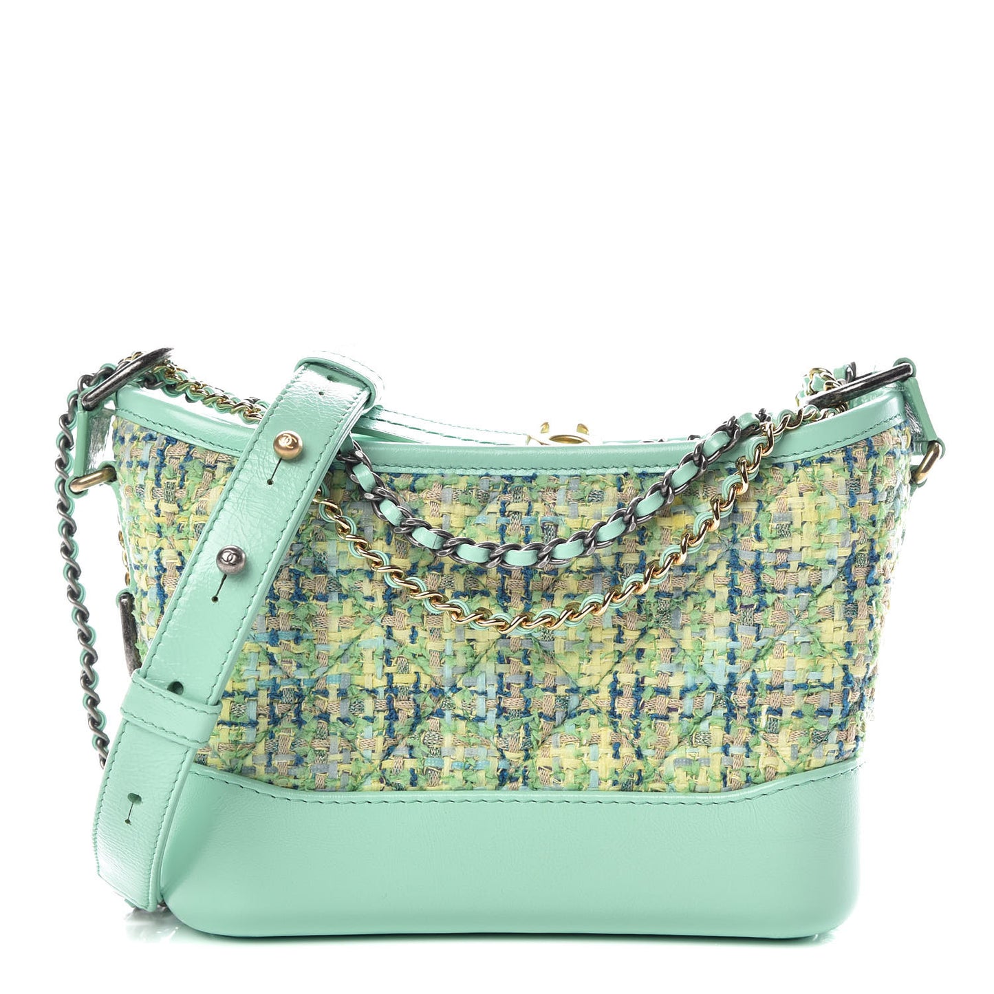 Tweed Calfskin Quilted Small Gabrielle Hobo Green
