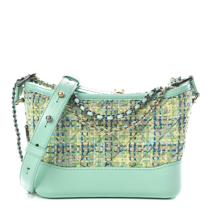 Chanel Tweed Calfskin Quilted Small Gabrielle Hobo Green 1 of 10