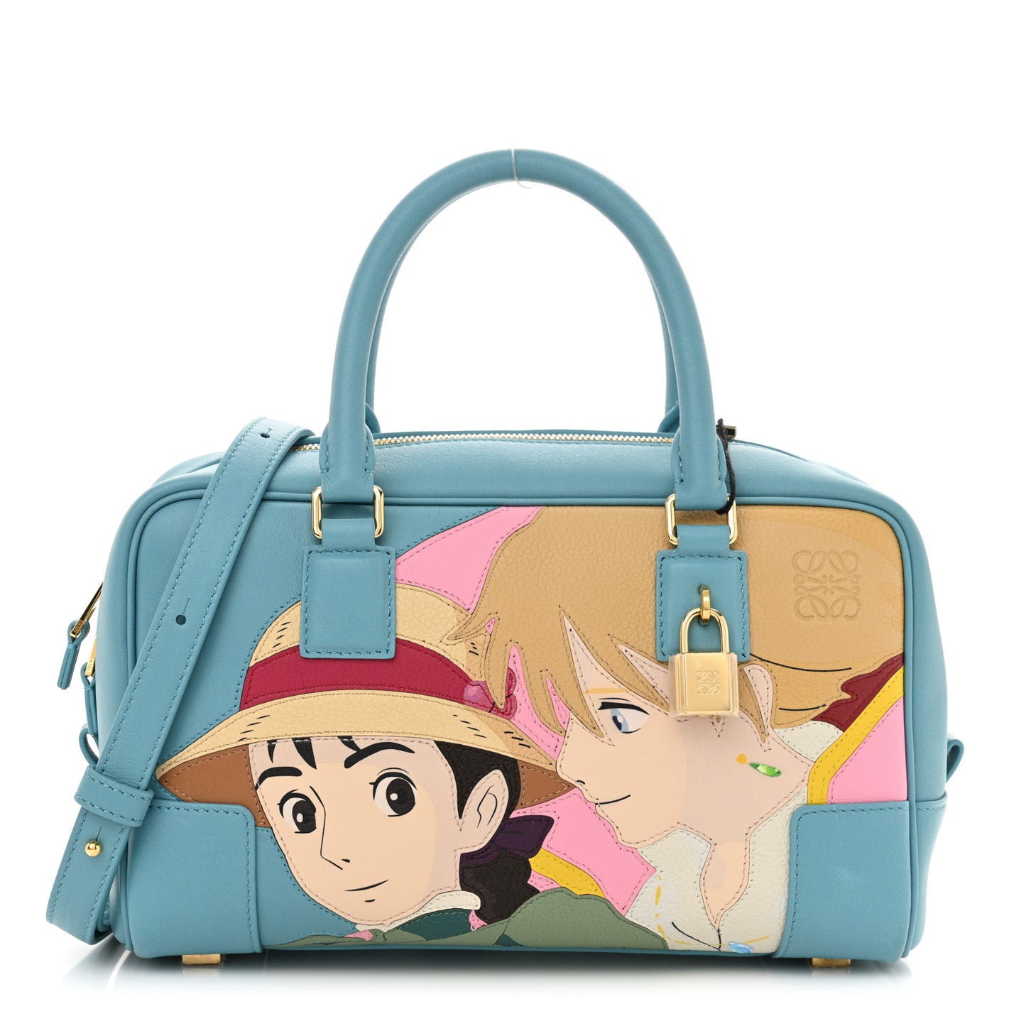 X HOWLS MOVING CASTLE Calfskin Amazona 23 Blue Multicolor