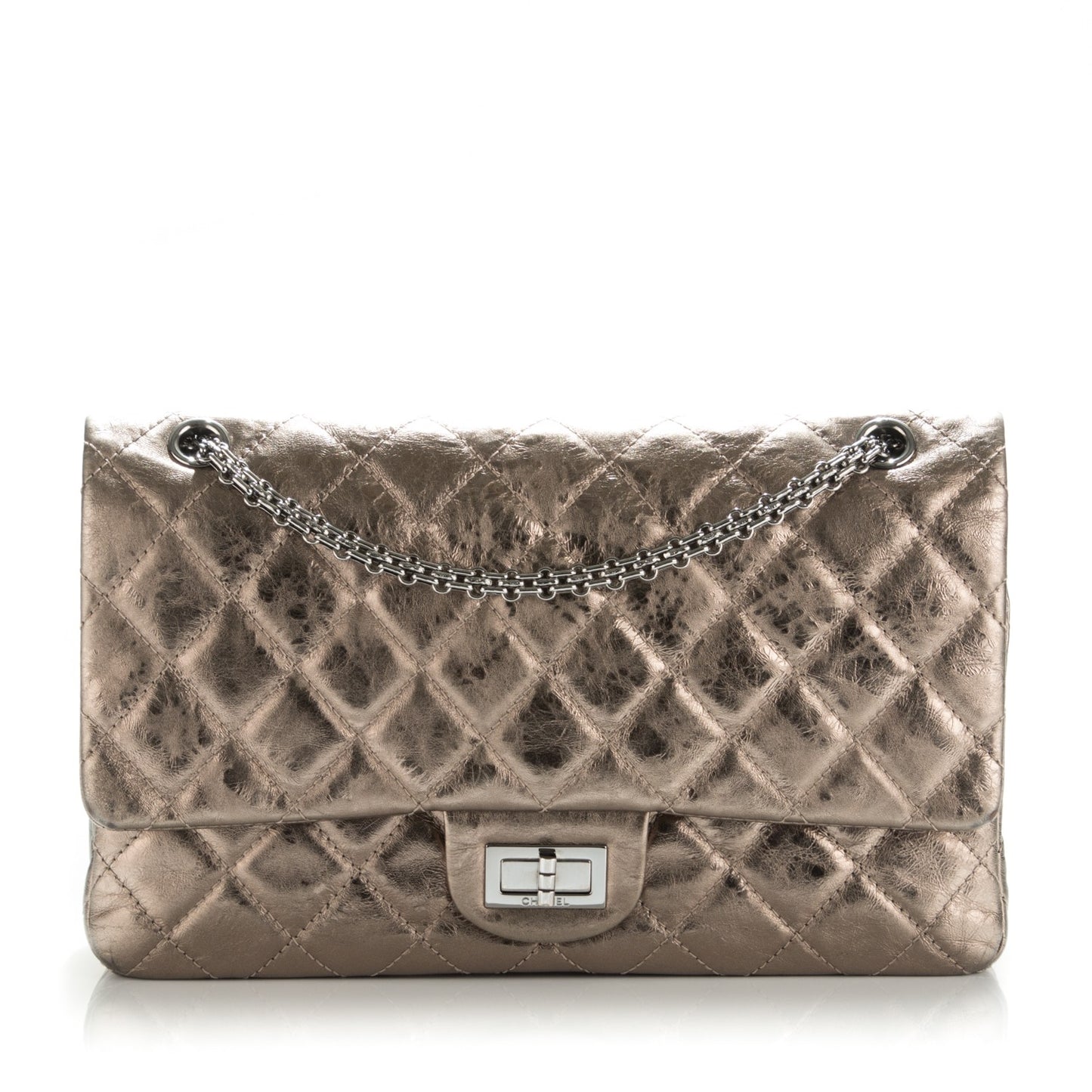 Metallic Aged Calfskin Quilted 2.55 Reissue 227 Flap Bronze
