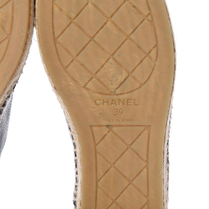 Chanel Grained Calfskin CC Espadrilles 39 Black Navy 6 of 10