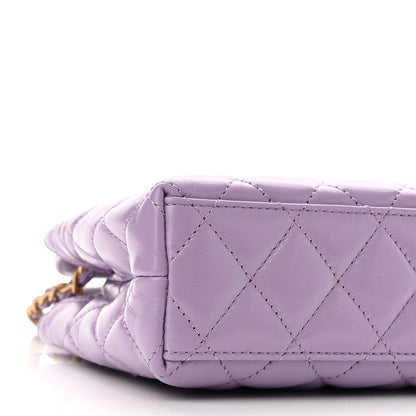 Chanel Shiny Aged Calfskin Quilted Nano Kelly Shopper Lilac 9 of 10