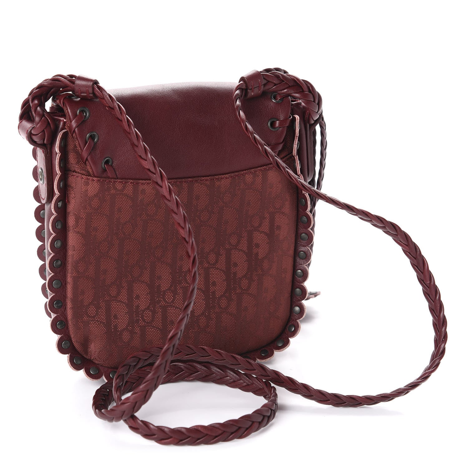 Christian Dior Monogram Braided Crossbody Bag Burgundy 3 of 10