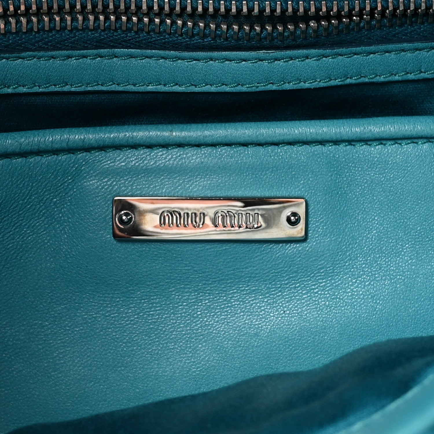 Miu Miu Nappa Matelasse Crystal Flap Clutch Turchese 6 of 9