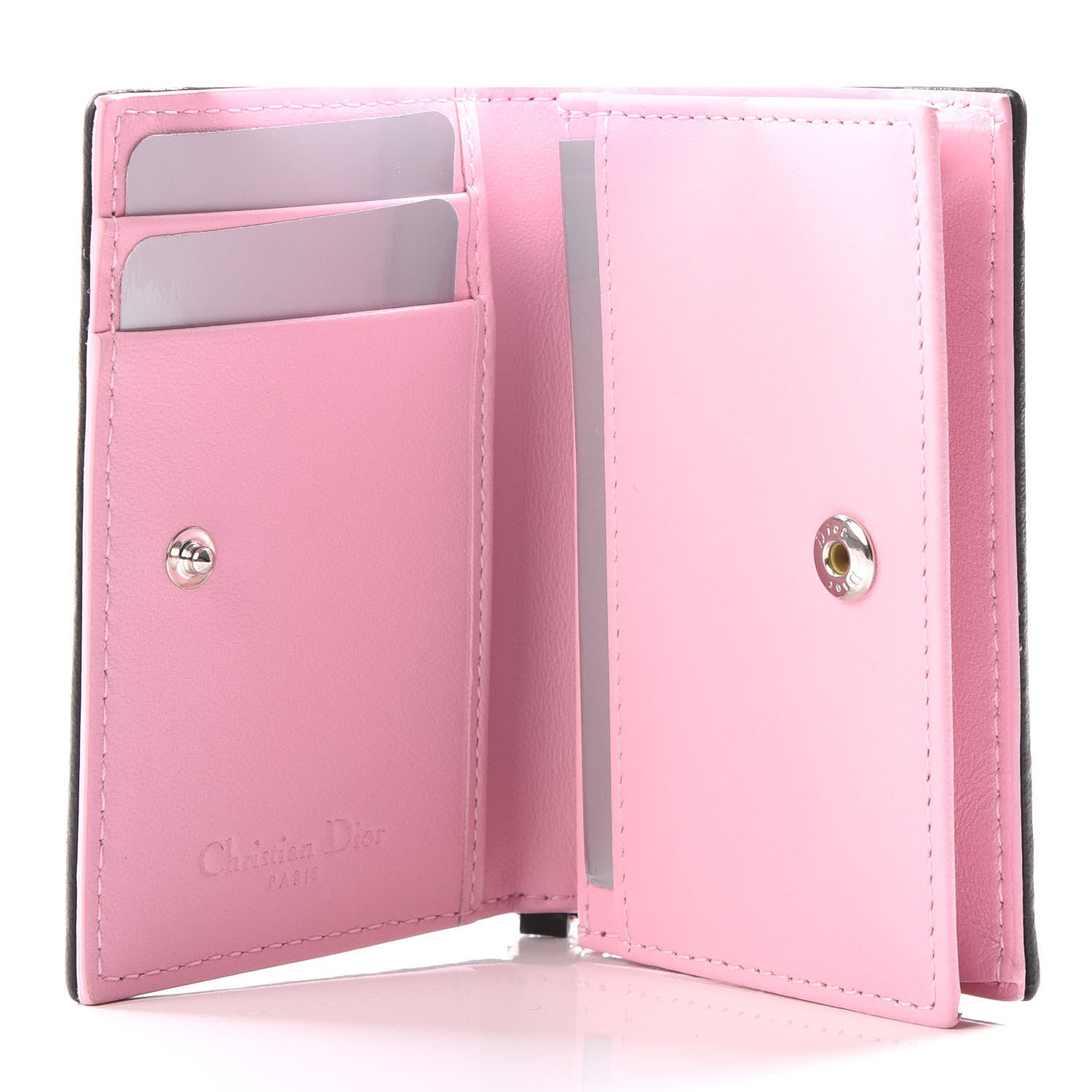Christian Dior Lambskin Cannage Bi-Color Small Lady Dior Flap Card Holder Black Pink 4 of 9