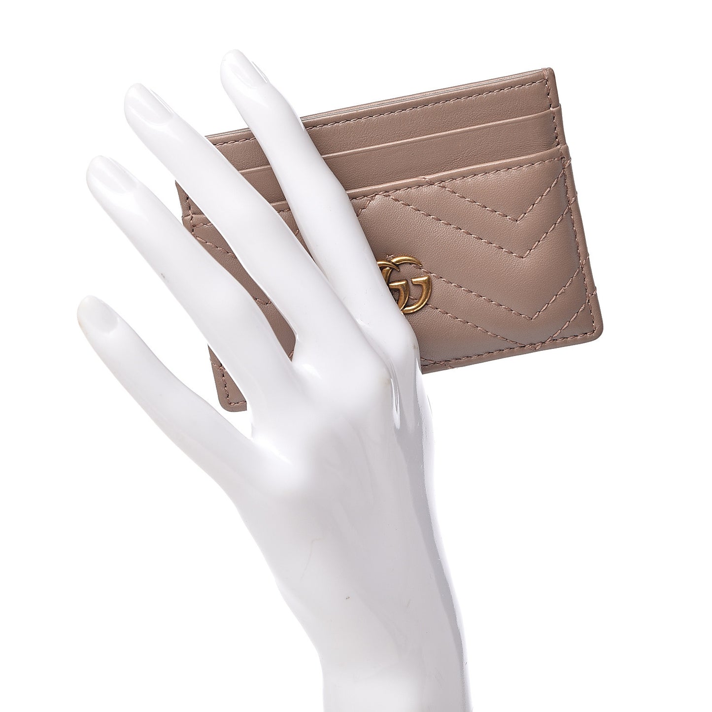 Calfskin Matelasse GG Marmont Card Holder Porcelain Rose