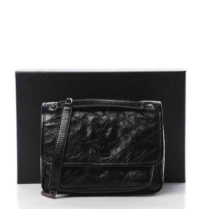 Saint Laurent Crinkled Calfskin Matelasse Monogram Baby Niki Chain Satchel Black 11 of 11