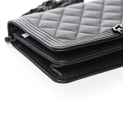 Chanel Caviar Quilted Boy Wallet On Chain WOC So Black 9 of 12