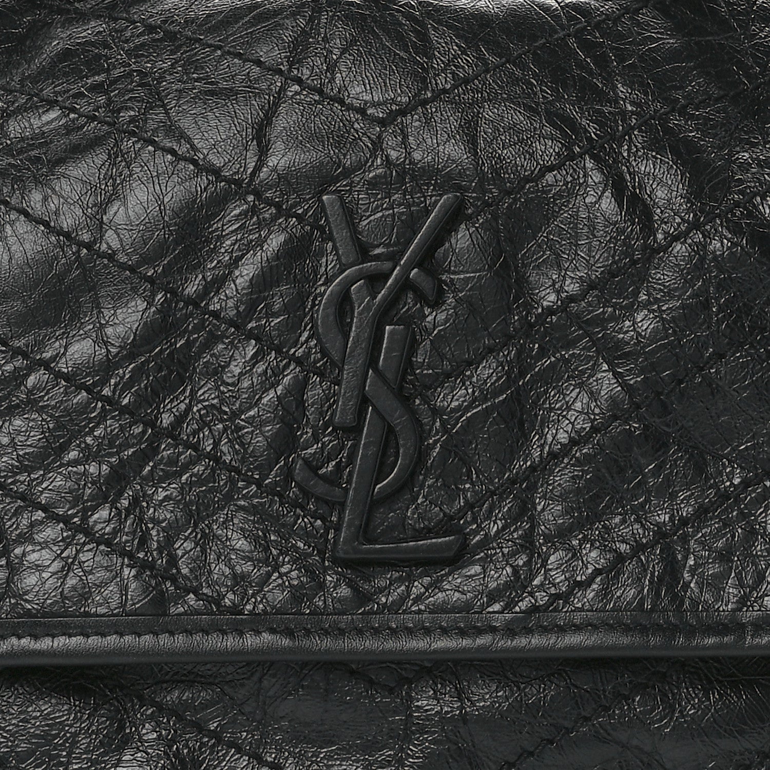Saint Laurent Crinkled Calfskin Matelasse Monogram Large Niki Chain Satchel Black 9 of 12