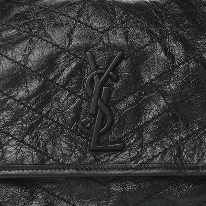 Saint Laurent Crinkled Calfskin Matelasse Monogram Large Niki Chain Satchel Black 9 of 12