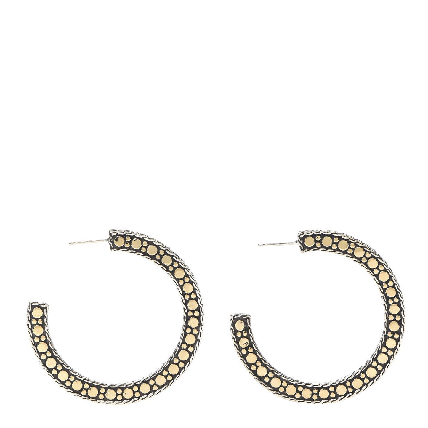 Sterling Silver 18K Yellow Gold Dots Hoop Earrings