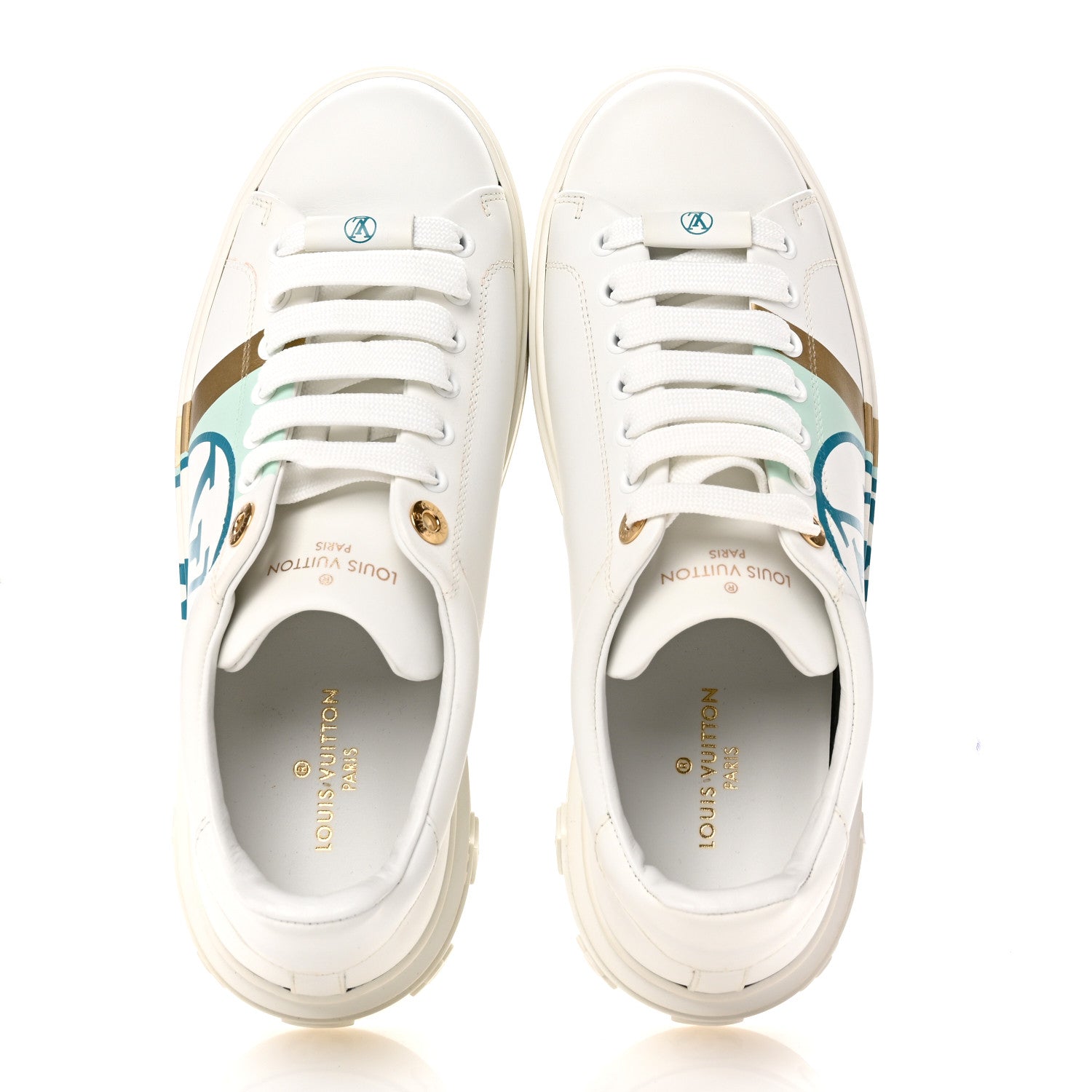 Louis Vuitton Monogram Time Out Sneakers 37.5 White Vert 2 of 9