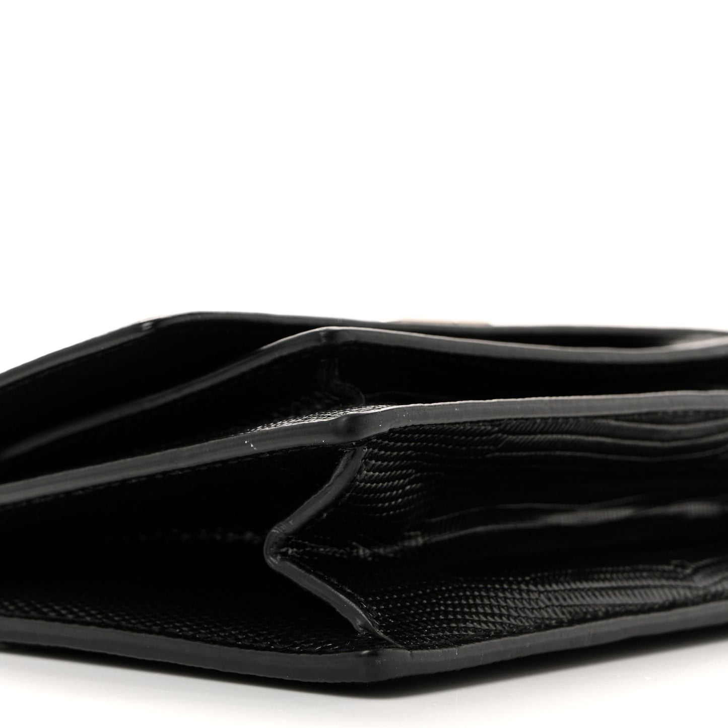 Patent Calfskin Lizard Embossed XS Sharp Top Handle Bag Black
