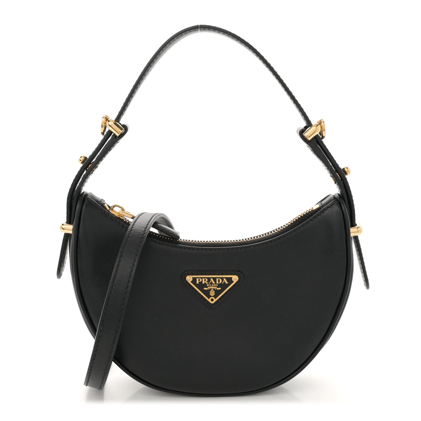 Soft Calfskin Arque Shoulder Bag Black