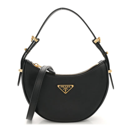 Prada Soft Calfskin Arque Shoulder Bag Black 1 of 10