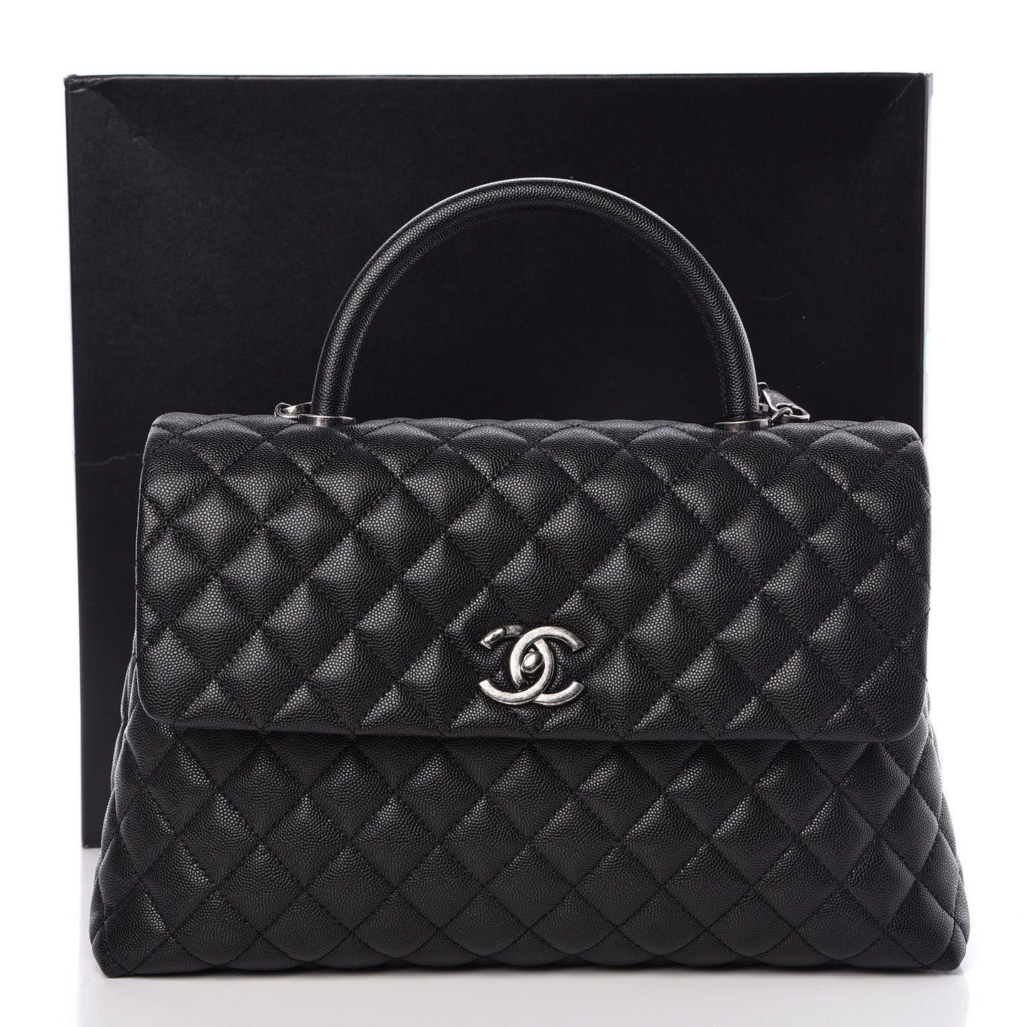 Caviar Quilted Medium Coco Handle Flap Black