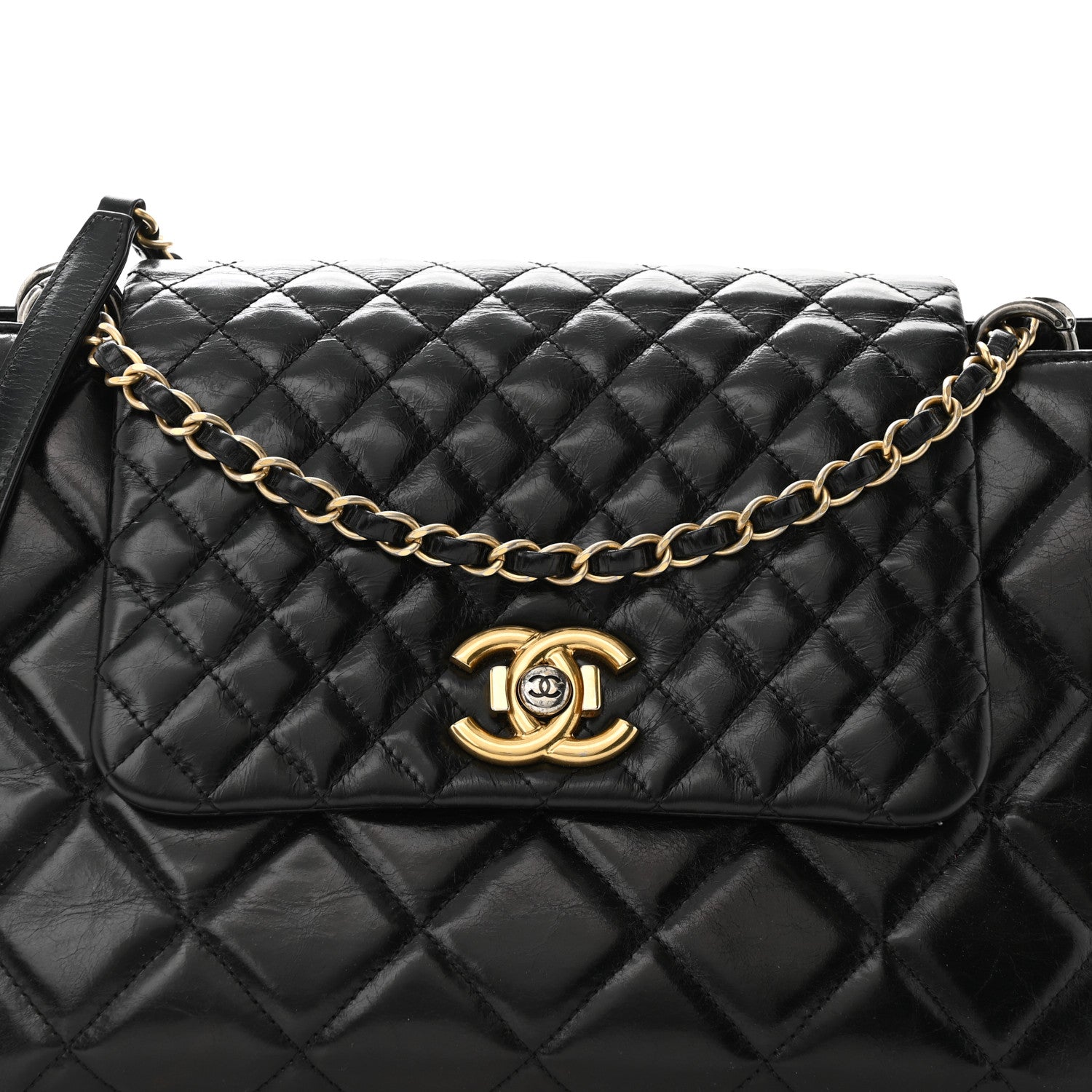 Chanel Glazed Calfskin Quilted Large Daily Walk Flap Black 8 of 11