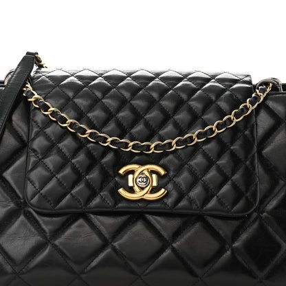 Chanel Glazed Calfskin Quilted Large Daily Walk Flap Black 8 of 11