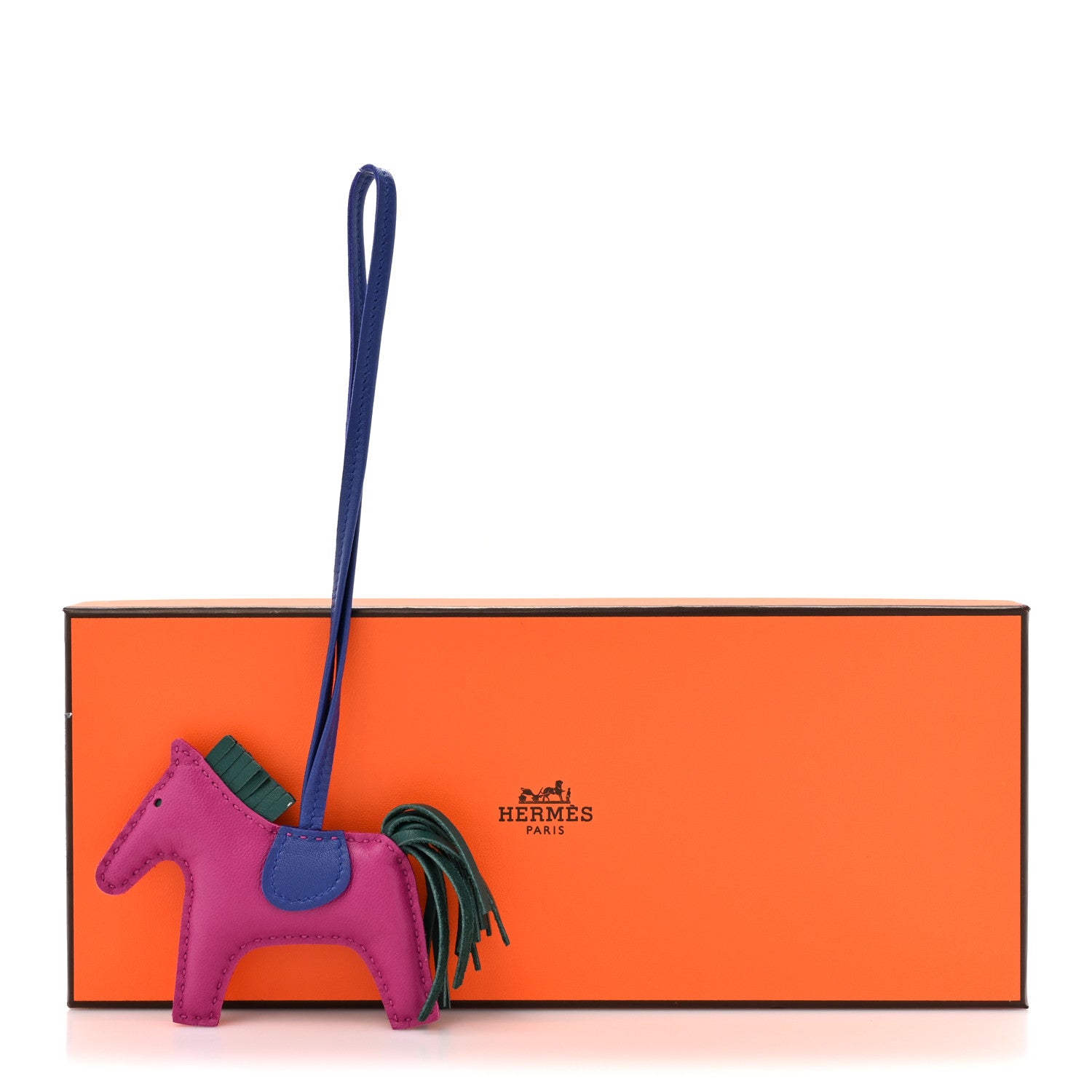 Hermes Milo Lambskin Grigri Rodeo Horse Bag Charm PM Rose Pourpre Bleu Electrique Malachite 5 of 5