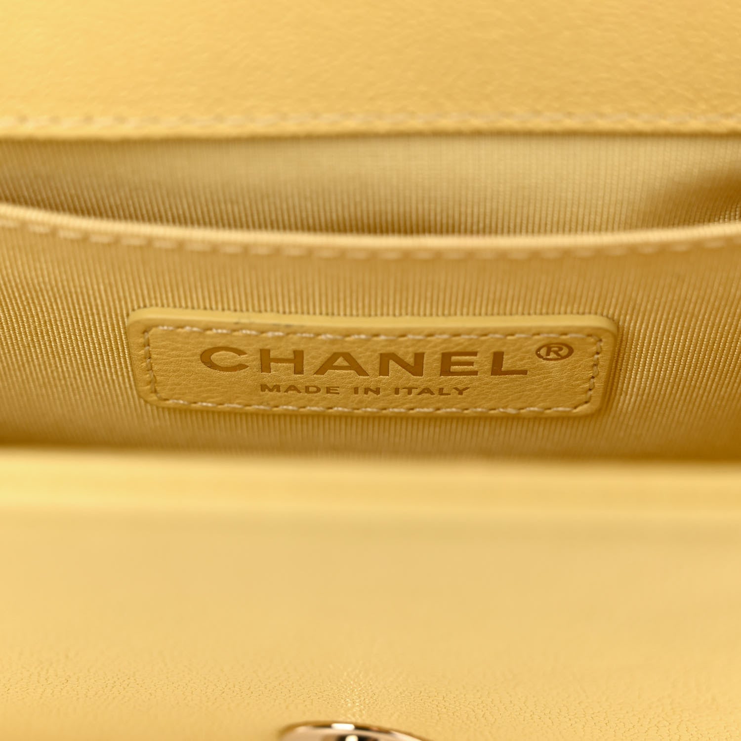 Chanel Caviar Chevron Quilted Small Boy Flap Yellow 6 of 11