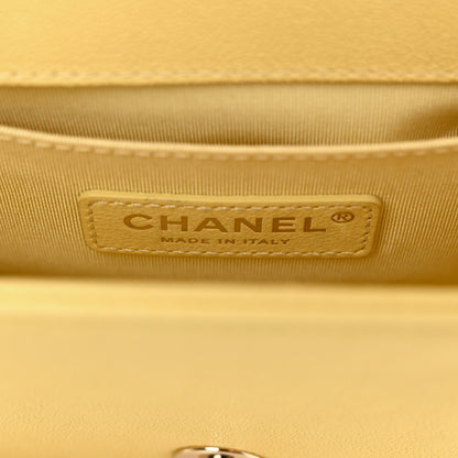Chanel Caviar Chevron Quilted Small Boy Flap Yellow 6 of 11