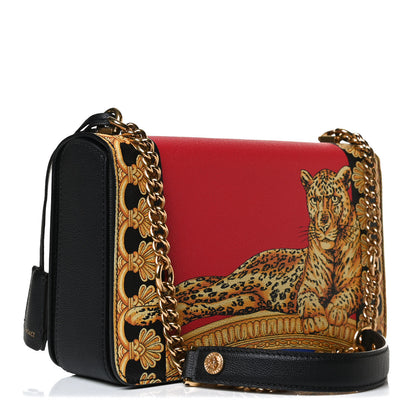 Versace Calfskin Leopard Baroque Print Medium Icon Chain Bag Black Multicolor 3 of 15