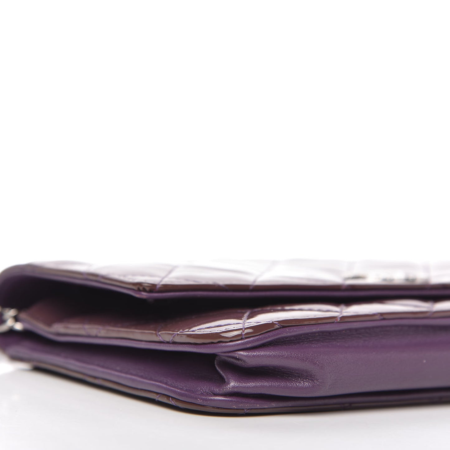 Patent Quilted Brilliant Wallet On Chain WOC Violet