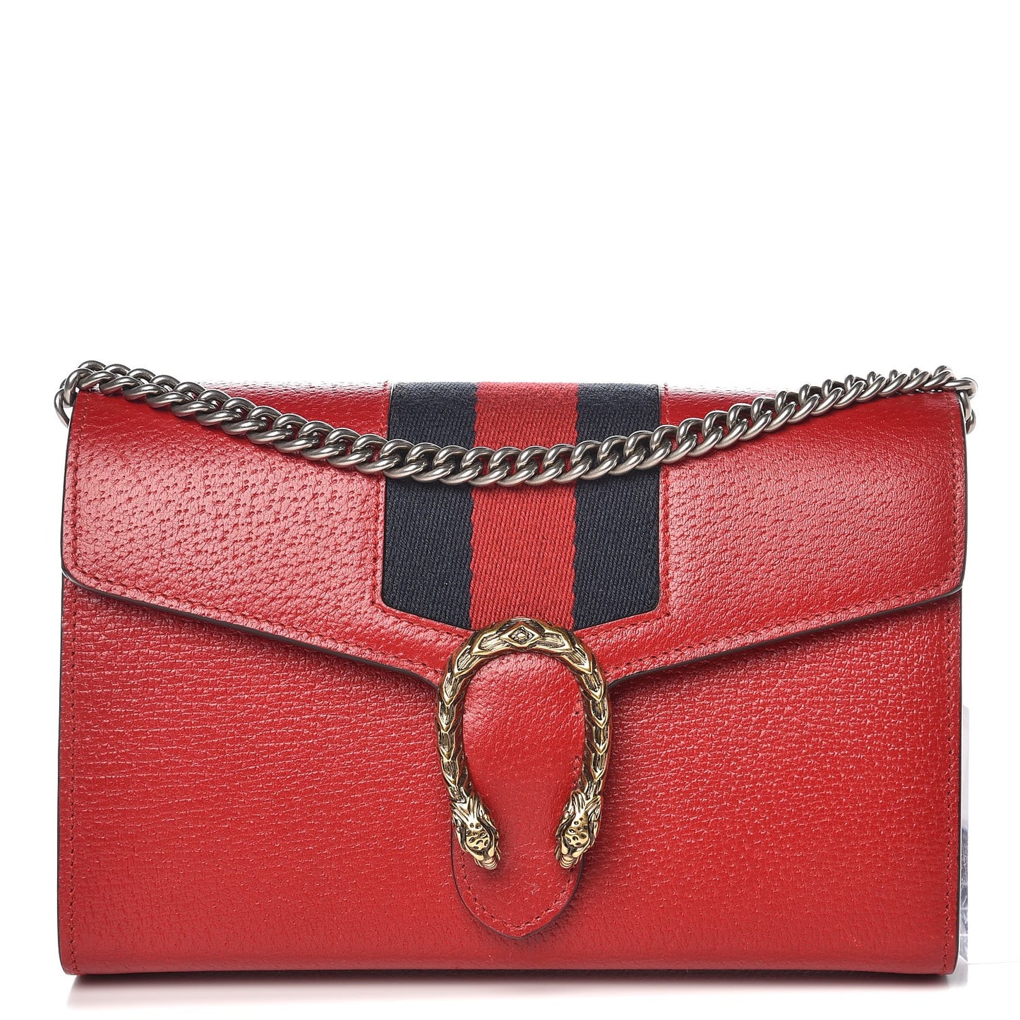 Calfskin Web Mini Dionysus Chain Wallet Hibiscus Red