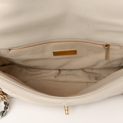 Chanel Goatskin Quilted Large Chanel 19 Flap Light Beige 5 of 10
