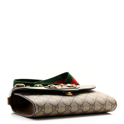 Gucci GG Supreme Monogram Azalea Calfskin Web Mini Horsebit 1955 Chain Shoulder Bag Beige Ebony Brown Sugar 4 of 10