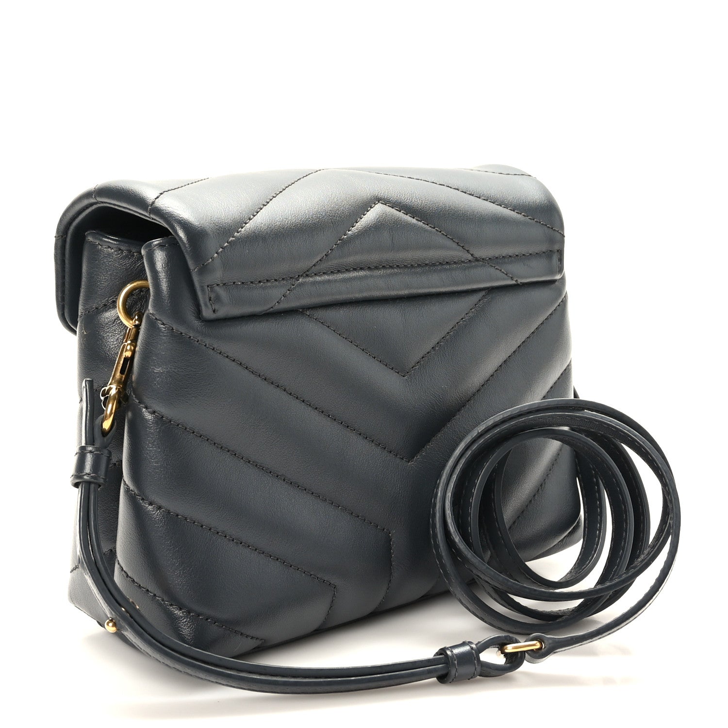 Saint Laurent Calfskin Y Quilted Monogram Toy Loulou Crossbody Bag Dark Smog 4 of 10