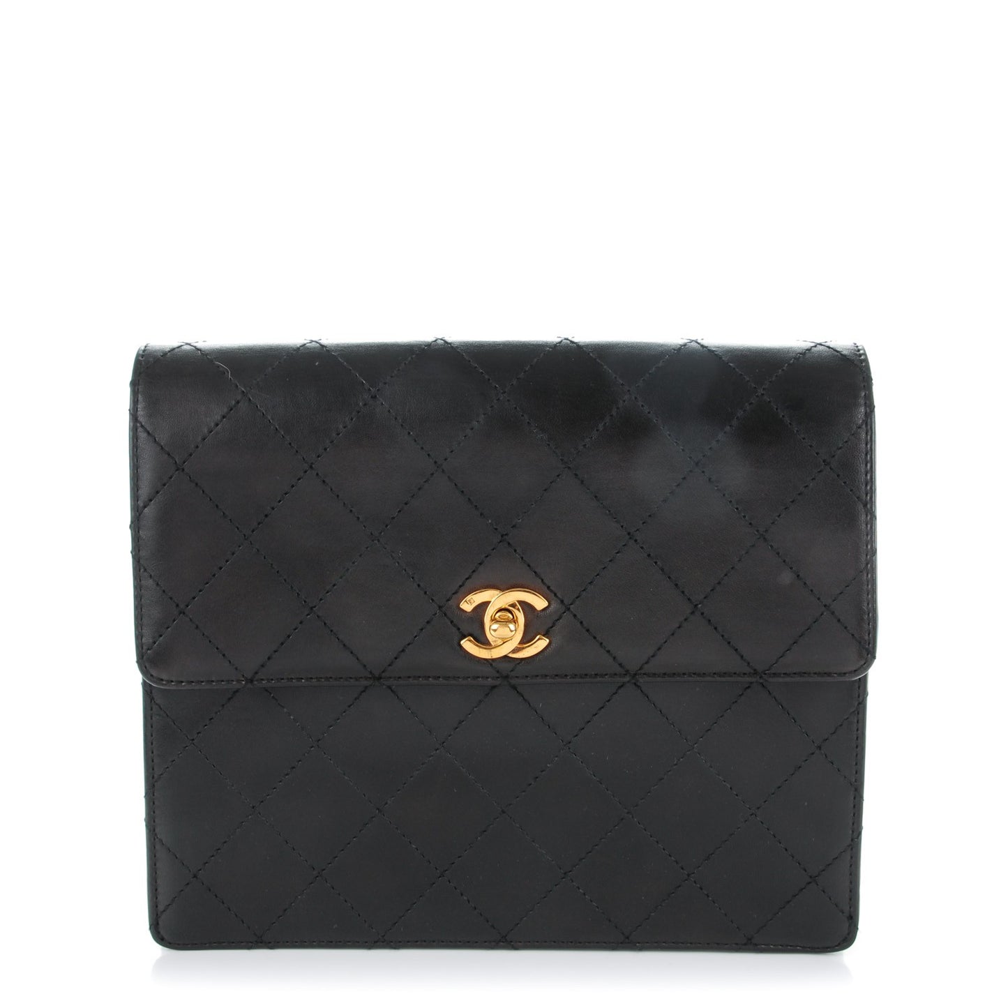 Lambskin Quilted Flap Shoulder Bag Black