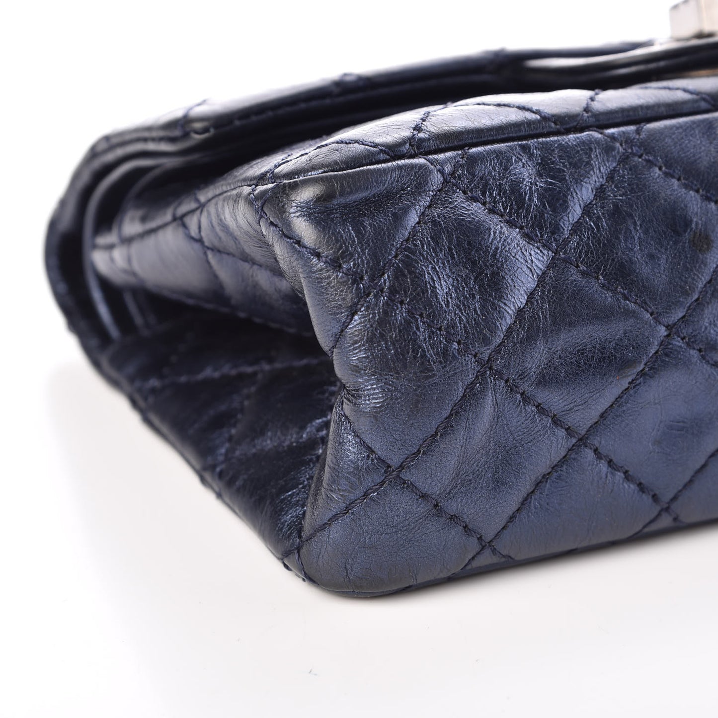 Metallic Aged Calfskin Quilted 2.55 Reissue 224 Flap Blue