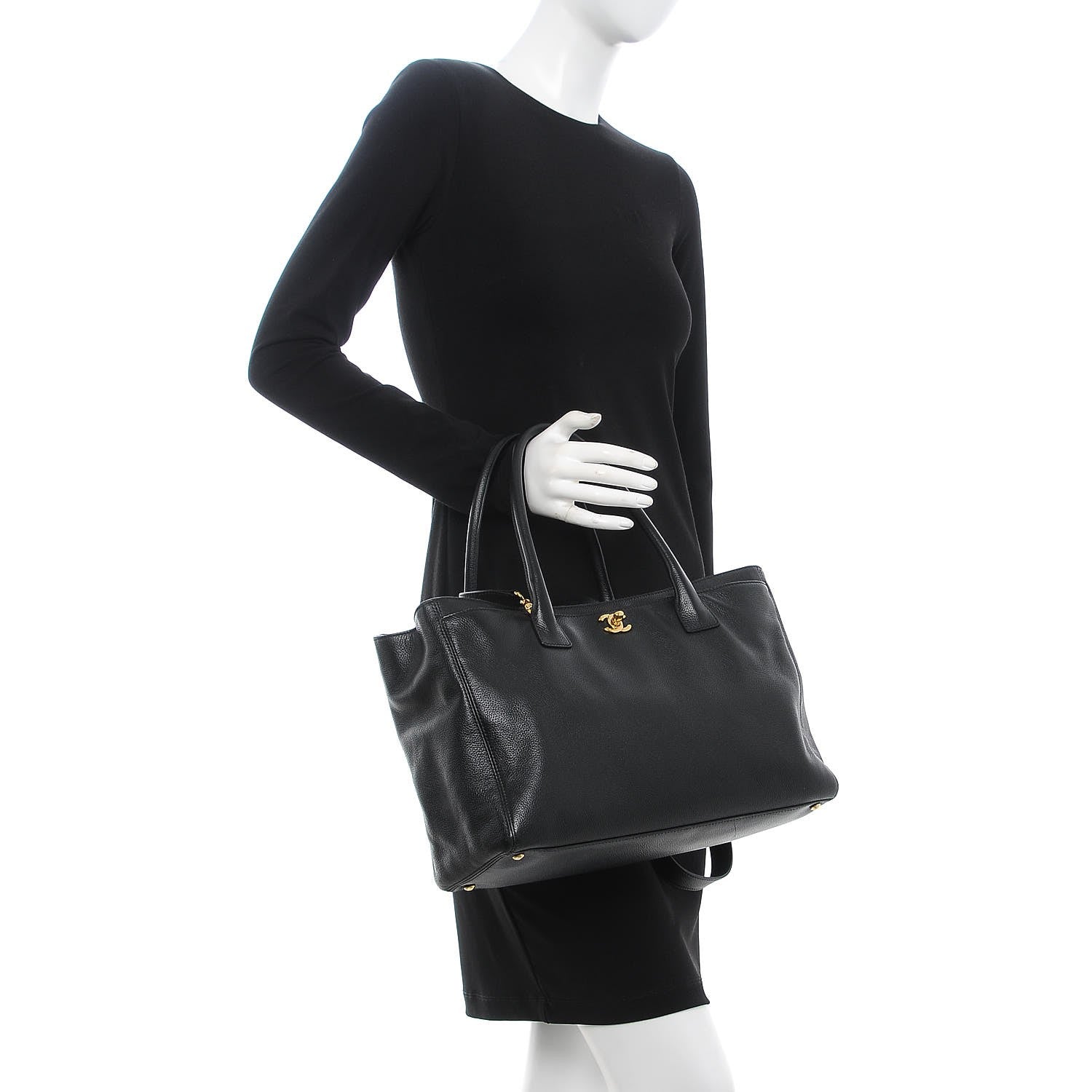 Chanel Calfskin Cerf Executive Shopper Tote Black 2 of 13