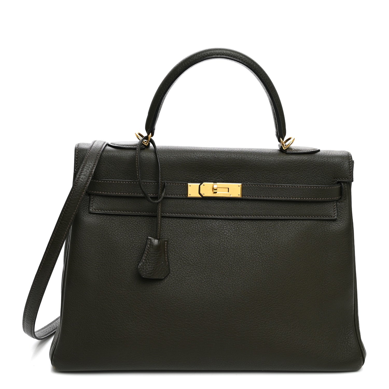 Hermes Vache Liegee Kelly Retourne 35 Vert Bronze 1 of 20