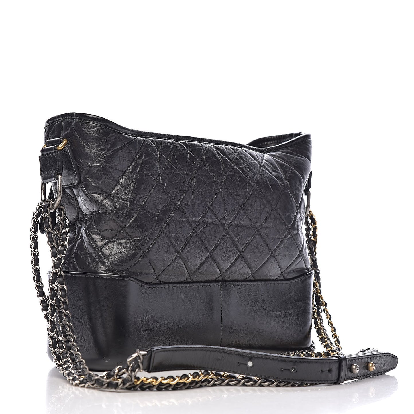 Aged Calfskin Quilted Medium Gabrielle Hobo Black