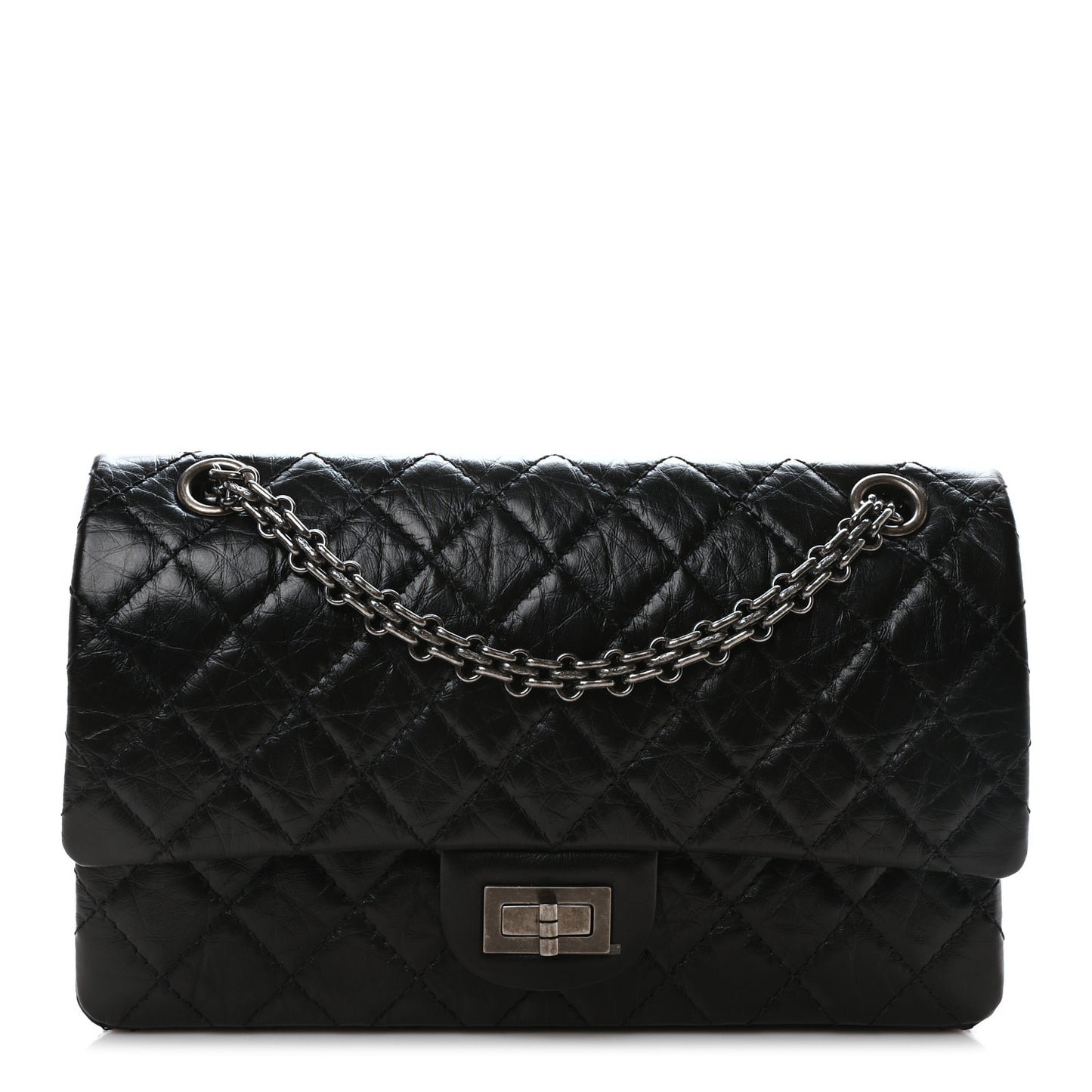 Aged Calfskin Quilted 2.55 Reissue 225 Flap Black