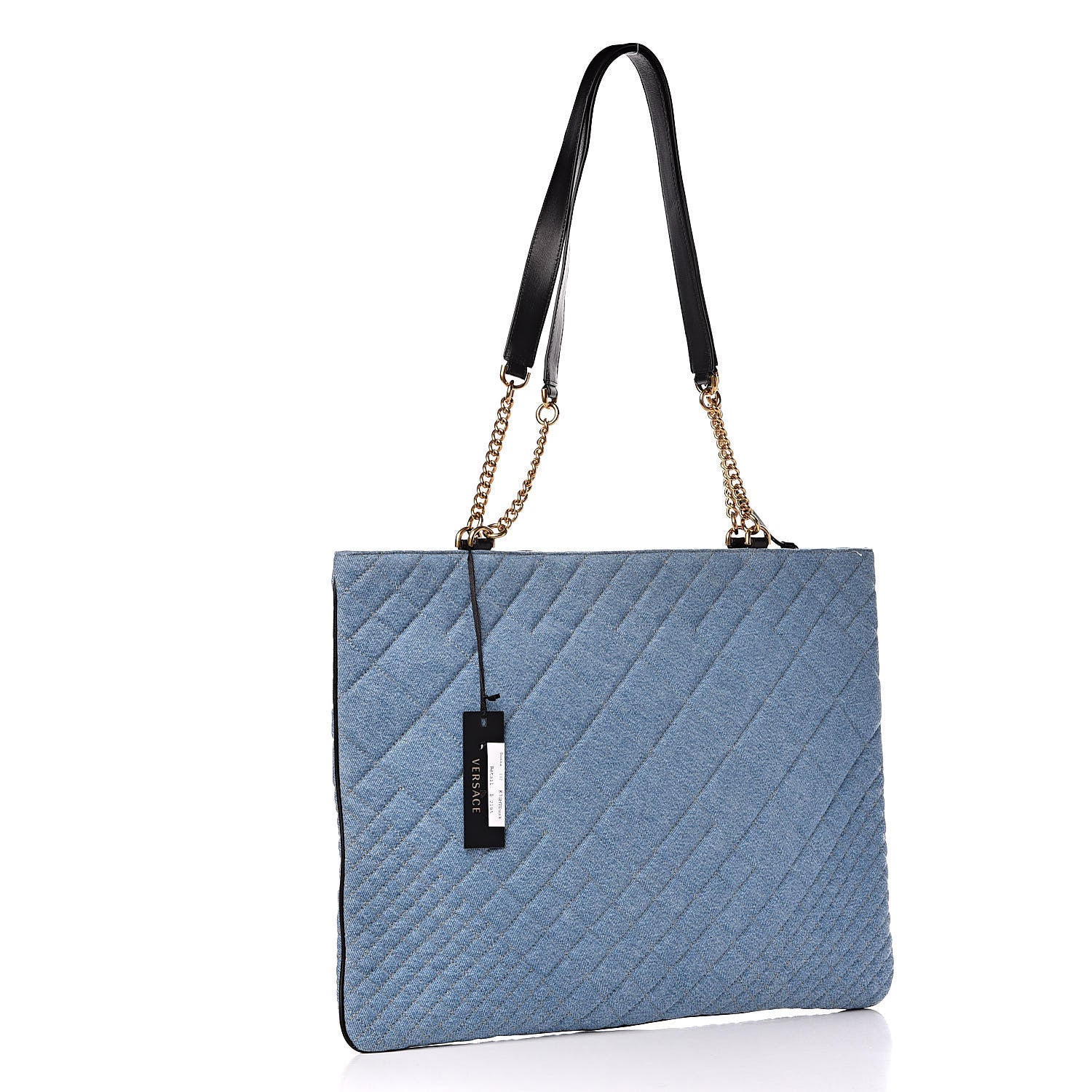 Versace Denim Printed Barocco Shopping Tote Dusk Blue Multicolor 3 of 7