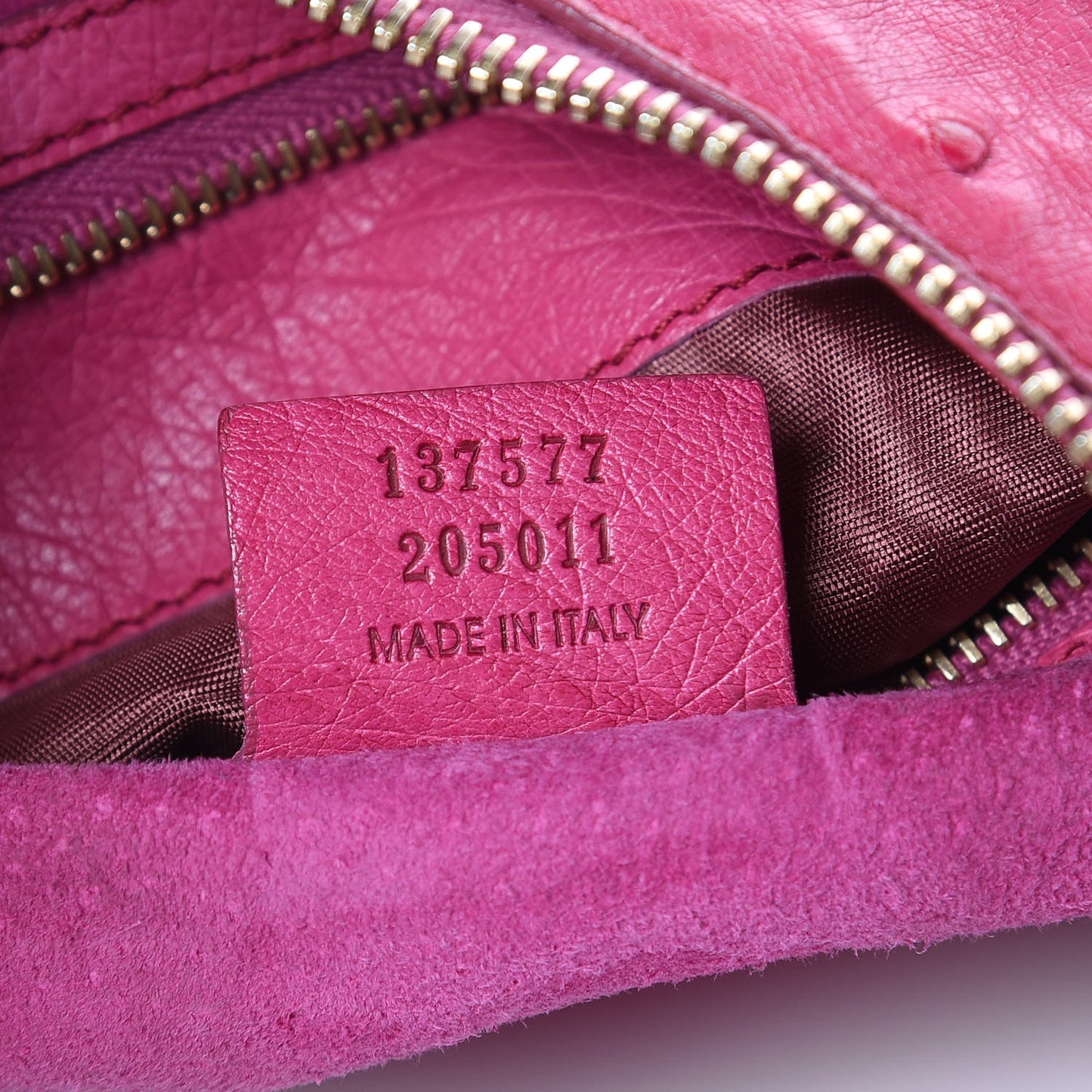 Ostrich Bamboo Ring Half Moon Hobo Pink