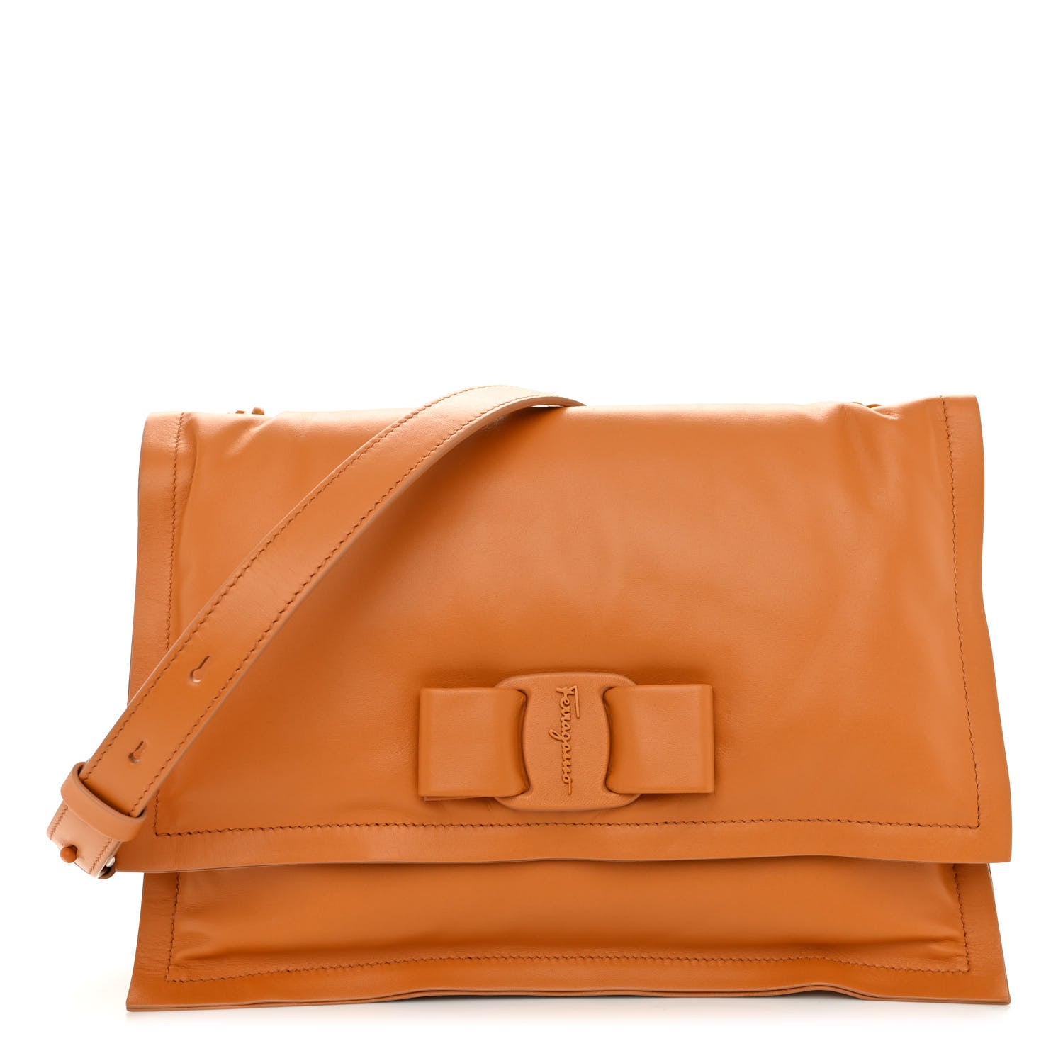 Salvatore Ferragamo Calfskin Small Viva Bow Shoulder Bag Orange 1 of 10