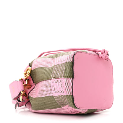Fendi Raffia Vitello Seta F is Fendi Pequin Gingham Woven Mini Mon Tresor Bucket Bag Military Rosa Lollypop 4 of 11