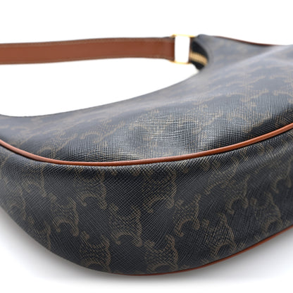 Celine Triomphe Canvas Calfskin Ava Shoulder Bag Tan 9 of 10
