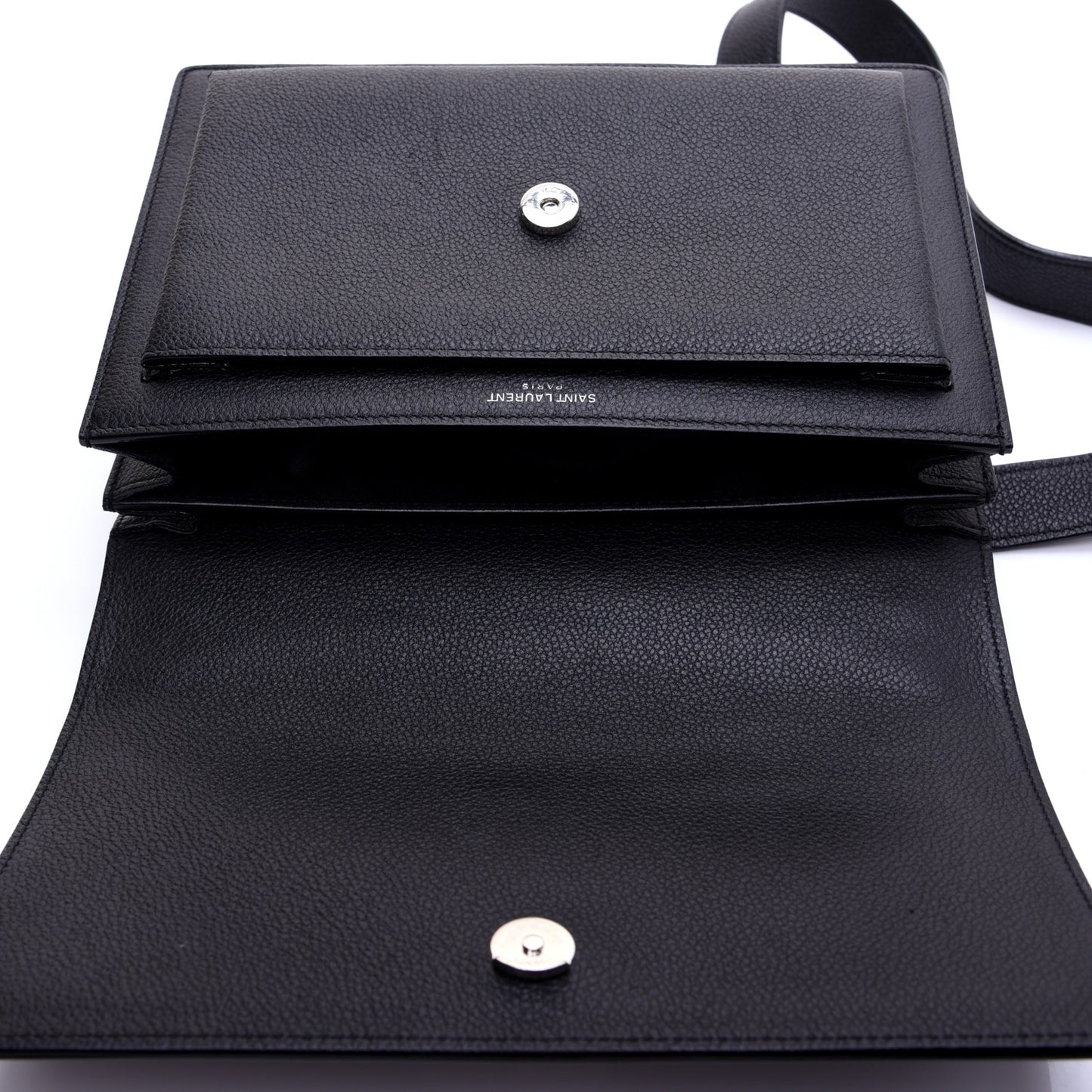 Grained Calfskin Medium Monogram Sunset Satchel Black