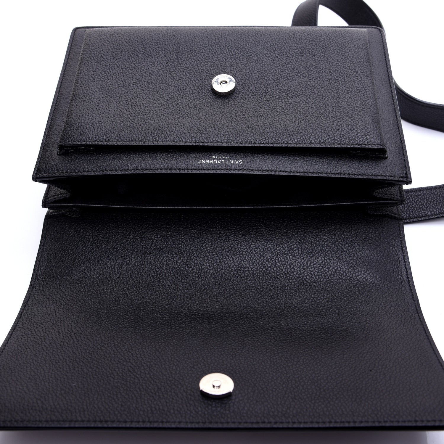 Saint Laurent Grained Calfskin Medium Monogram Sunset Satchel Black 11 of 15