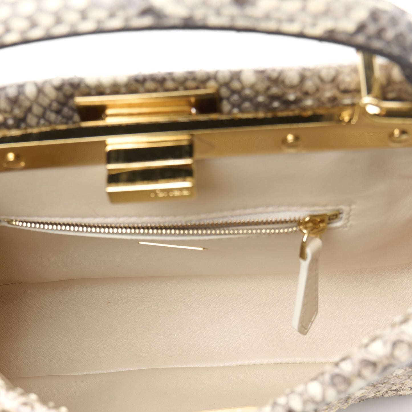 Snakeskin Shiny Nappa Mini Peekaboo Iconic Satchel Daisy Roccia Camelia