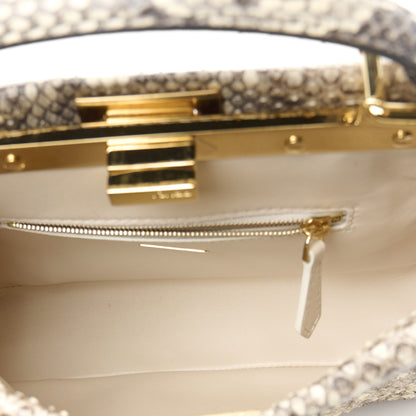 Fendi Snakeskin Shiny Nappa Mini Peekaboo Iconic Satchel Daisy Roccia Camelia 5 of 12