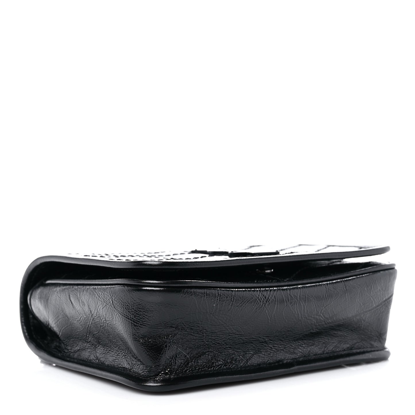 Crinkled Calfskin Matelasse Monogram Niki Chain Wallet Black