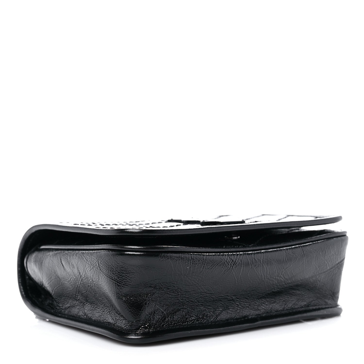 Saint Laurent Crinkled Calfskin Matelasse Monogram Niki Chain Wallet Black 4 of 9