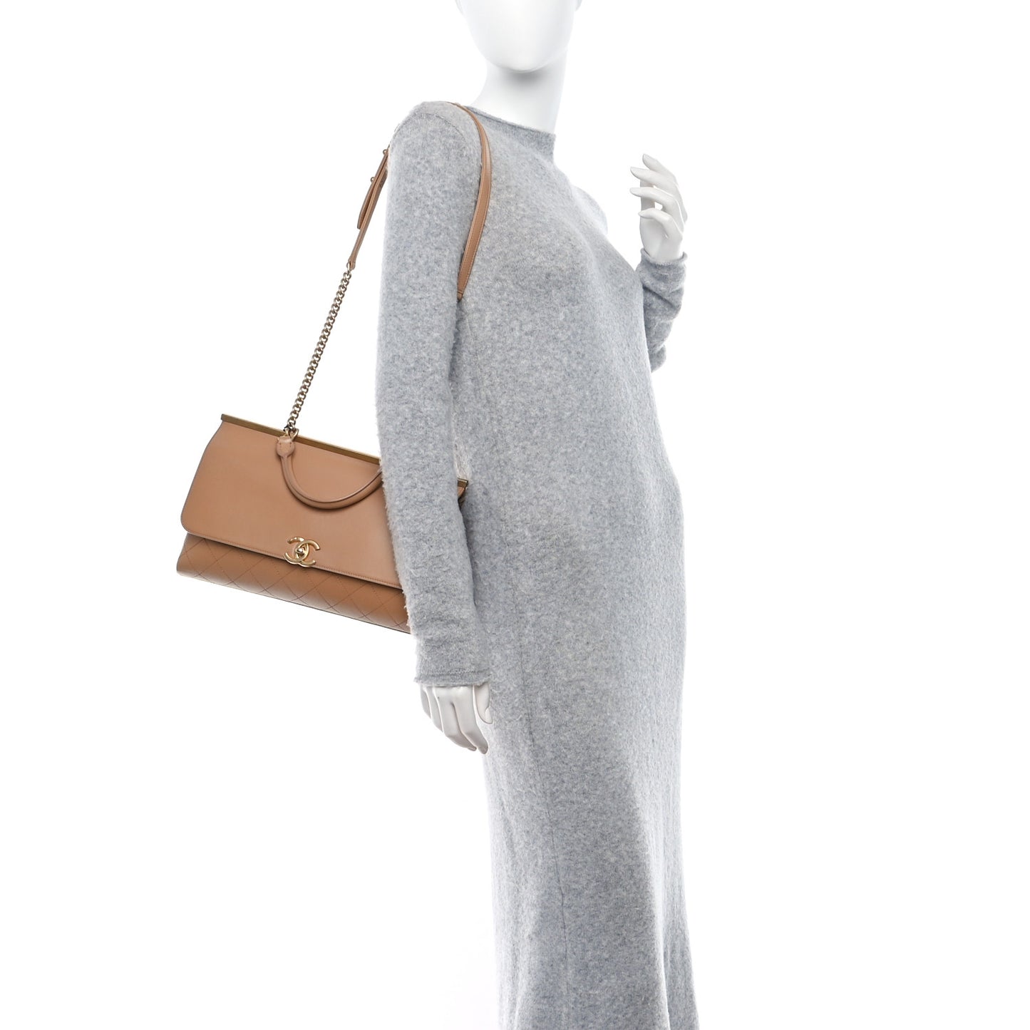 Lambskin Stitched Coco Luxe Medium Flap Beige