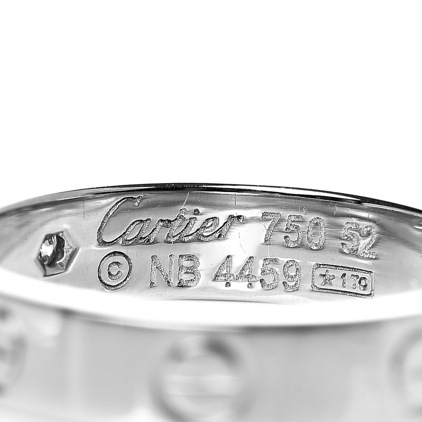 18K White Gold Diamond 4mm LOVE Wedding Band Ring 52 6